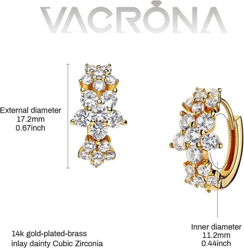 VACRONA Cubic Zirconia Huggie Earrings 14k Gold Plated Tiny Earrings Small Huggie Hoop Earrings Simple Lightweight Hoops Gift for Women - Image 4