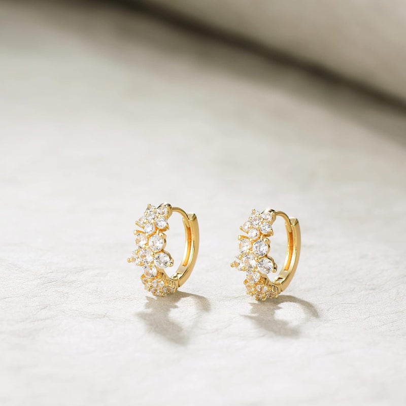 VACRONA Cubic Zirconia Huggie Earrings 14k Gold Plated Tiny Earrings Small Huggie Hoop Earrings Simple Lightweight Hoops Gift for Women - Image 5