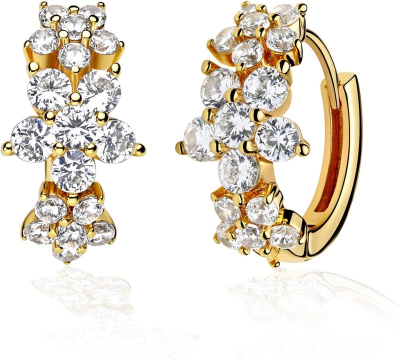 VACRONA Cubic Zirconia Huggie Earrings 14k Gold Plated Tiny Earrings Small Huggie Hoop Earrings Simple Lightweight Hoops Gift for Women - Image 1
