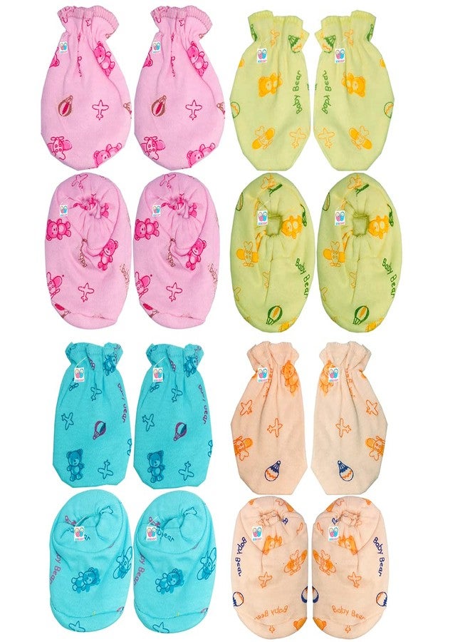 BIGBOUGHT New Born Baby Care Cloth Set Combo (Set of 28, 4Jhabla, 8Nappy, 8Mittens,4Cap Hosiery Material and 4 Plastic mat, Random Print (Multicolor) (Assorted) - Image 5