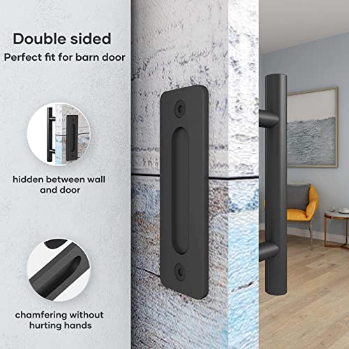 EaseLife 10" Sliding Barn Door Handles and Pulls, Rustic Double Sided Hardware Set, Heavy Duty, Matte Black Powder Coated Finish, Easy Install - Image 3