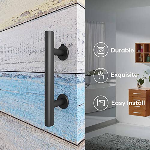 EaseLife 10" Sliding Barn Door Handles and Pulls, Rustic Double Sided Hardware Set, Heavy Duty, Matte Black Powder Coated Finish, Easy Install - Image 2