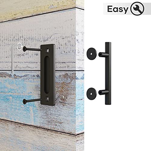 EaseLife 10" Sliding Barn Door Handles and Pulls, Rustic Double Sided Hardware Set, Heavy Duty, Matte Black Powder Coated Finish, Easy Install - Image 5