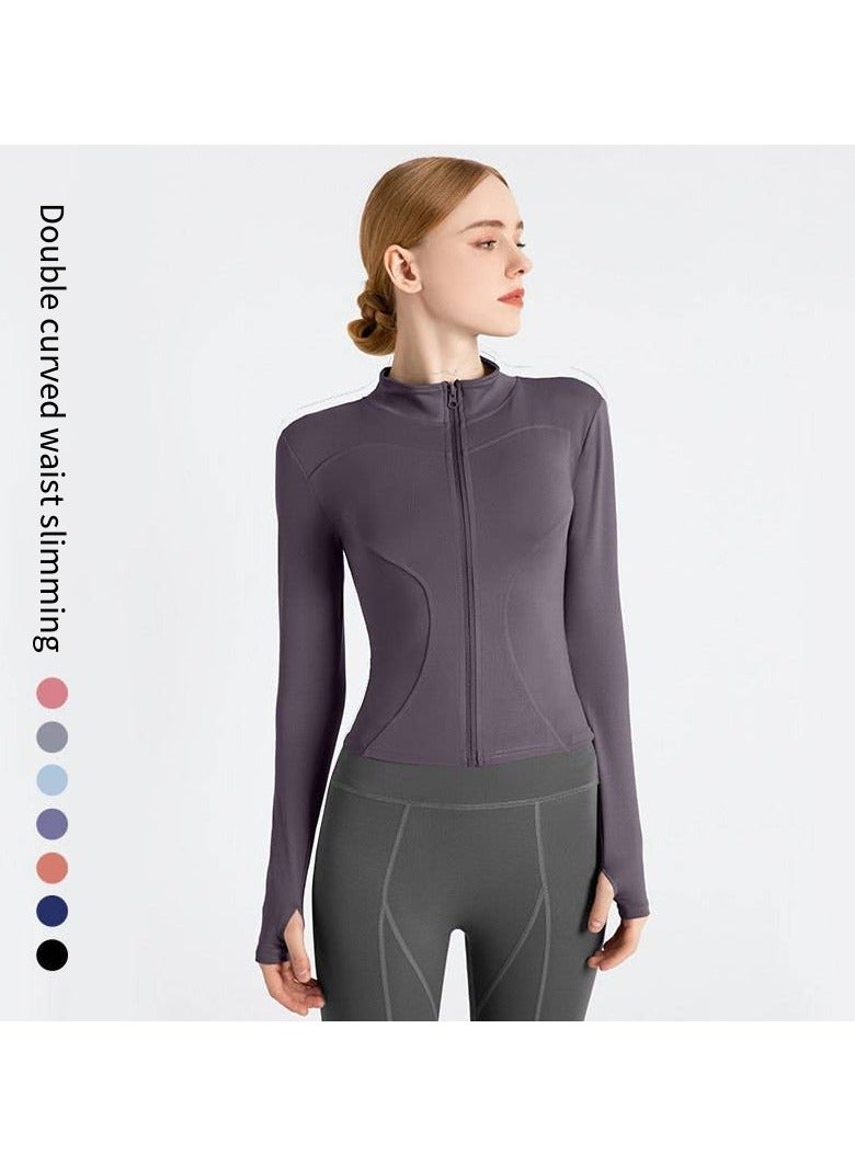 اسم المحتوى ناريلا Quick-Dry Slim Fit Yoga Jacket – Women's Breathable Workout Top for Running  Gym，Yoga Jacket - Image 1