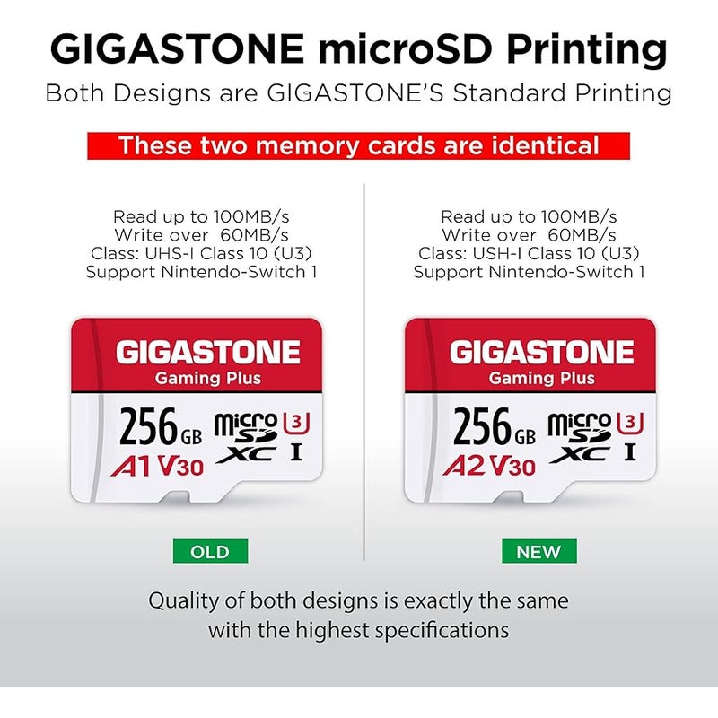 جيجاستون بطاقة ذاكرة مايكرو اس دي 256GB للالعاب بلس، بطاقة ذاكرة MicroSDXC لنينتندو سويتش، 100 ميجابايت/ثانية، تسجيل فيديو 4K، كاميرا اكشن، وايز، جوبرو، كاميرا داش، كاميرا المراقبة، UHS-I A1 U3 V30 - Image 2