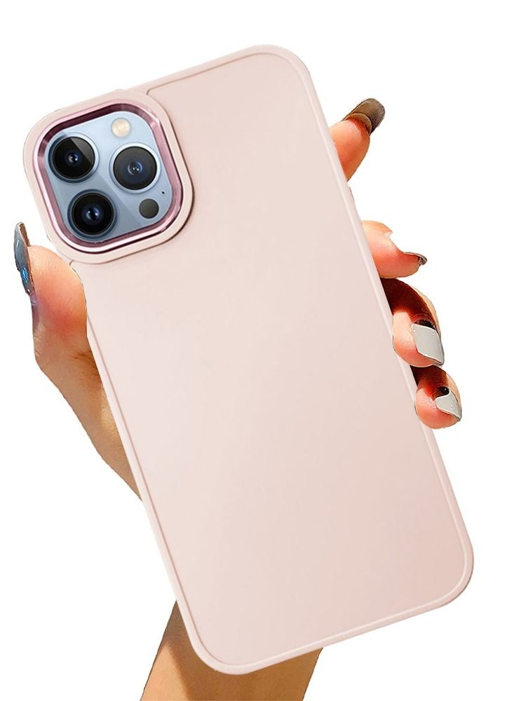 JOWAY جراب سيليكون ناعم للغاية مقاوم للصدمات لهاتف iPhone 12 Pro Max مقاس 6.5 بوصة وردي رملي - Image 4