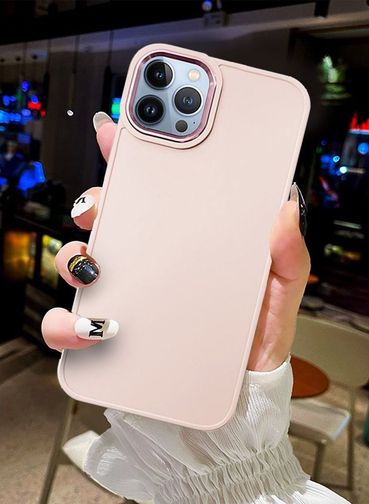 JOWAY جراب سيليكون ناعم للغاية مقاوم للصدمات لهاتف iPhone 12 Pro Max مقاس 6.5 بوصة وردي رملي - Image 3