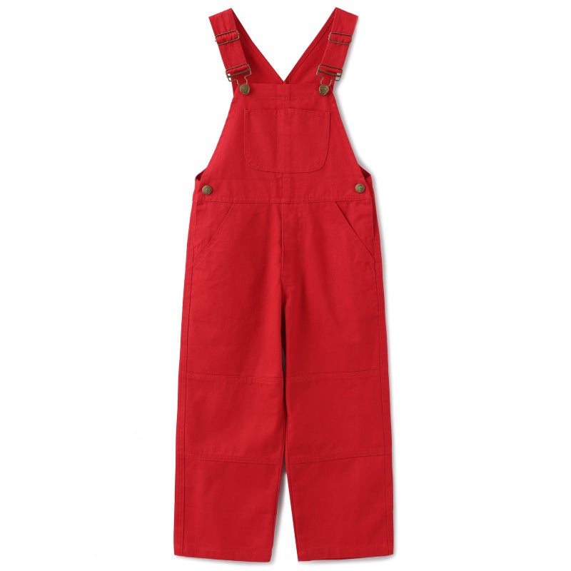 GRANDWISH Boys Canvas Bib Overalls Kids Red Overalls Size 12 - Image 2