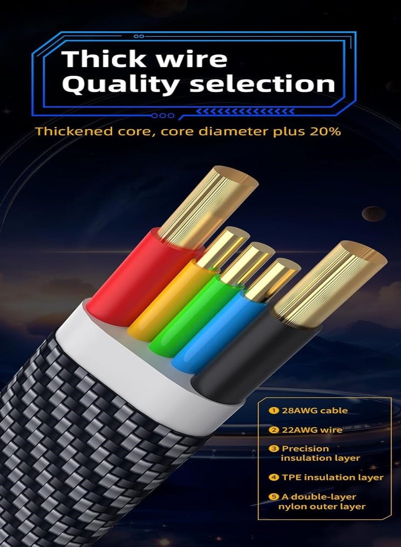 انسجام كابل شحن سريع 4 في 1 بطول 1 متر مع شاشة عرض الطاقة USB-C إلى Lightning Type-C وMicro USB شاحن متعدد مضفر من النايلون المتين - Image 5