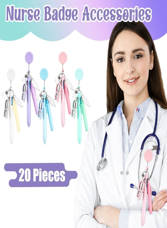 مجموعة أدوات شارة التمريض من تراندرافت، 25 قطعة، أقلام صغيرة للتمريض، أقلام تظليل صغيرة، قلم حبر جاف قابل للسحب، مشبك شارة التمريض، مصباح يدوي LED، سلسلة مفاتيح، مقص قابل للطي - Image 4