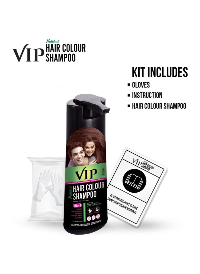 VIP 5-In-1 Shampoo Hair Colour Brown 180ml - Image 2