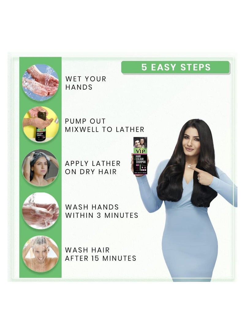 VIP 5-In-1 Shampoo Hair Colour Brown 180ml - Image 3