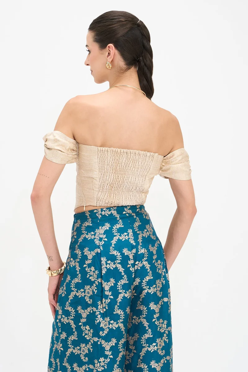 Virgio  Self Design Viscose Corset Crop Top for Women for Women | Best Price UAE