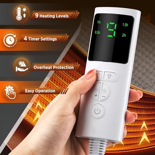 SKYLIGHT Electric Heating Waist Pad, Heating Pads for Back Pain Relief with 9 Heating Settings and 4 Auto-Off, Heating Pad for Cramps, Lumbar, Sore Muscles, Shoulder, Abdominal, Knee, Neck - Image 2