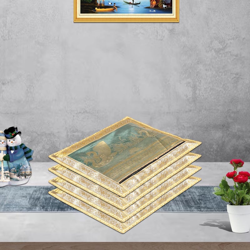 Kuber Industries Satin Saree Cover | Clothes Storage Bag | Single Packing Saree With Zip Closure | Wardrobe Organizer | Cloth Stoarge | 4 Side Lace Saree Cover | Pack Of 6 | Golden, 36 Cm, 1 Cm - Image 5