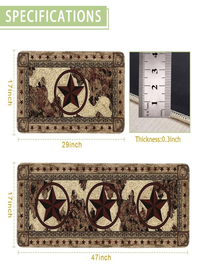 Kuyuayee Farmhouse Rustic Kitchen Mats Set of 2 Non Slip Western Texas Star Kitchen Rugs Home Decor Low-Profile Washable Floor Mat 17x47 Inch and 17x29 Inch - Image 2