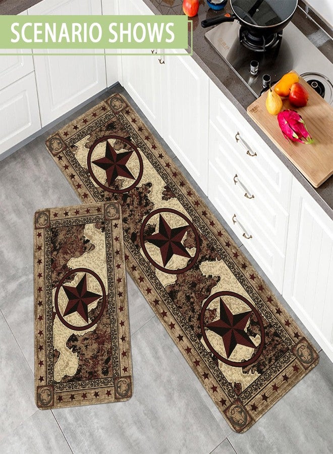 Kuyuayee Farmhouse Rustic Kitchen Mats Set of 2 Non Slip Western Texas Star Kitchen Rugs Home Decor Low-Profile Washable Floor Mat 17x47 Inch and 17x29 Inch - Image 5