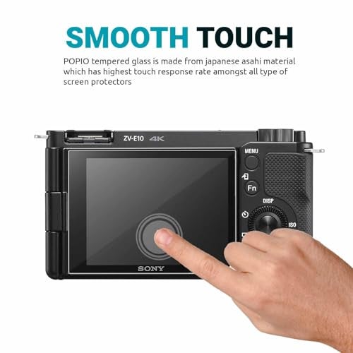 POPIO Military-Grade Gorilla Tempered Glass for Sony Digital Vlog Camera ZV 1 / Sony Alpha ZV-E10L, ZV-E10, ZVE10, Alpha ILCE-7M3, Pack of 2 - Image 2