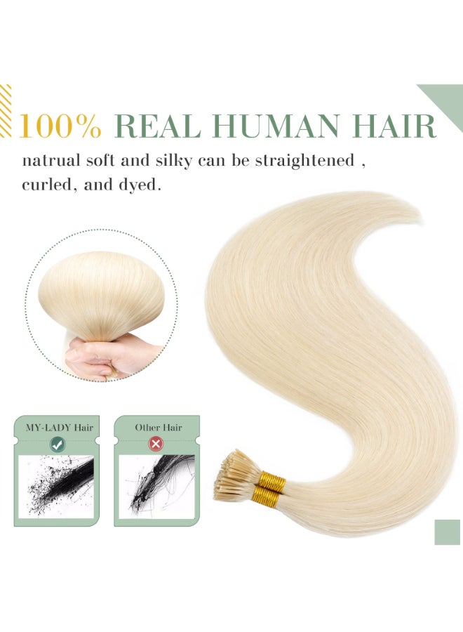 My Lady MYLADY I Tip Hair Extensions Human Hair 100 Strands 16 Inch Platinum Blonde Pre Bonded ITip Human Hair Extensions Cold Fusion Stick Tip Hair Extensions 50g - Image 4