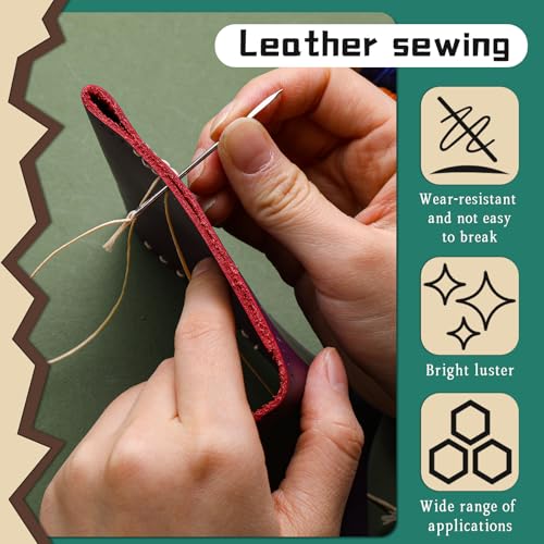 JUPEAN 36 Colors Waxed Thread, 1188 Yards Colorful Leather Thread, 33 Yards Per Color Waxed Polyester Cord, Sewing Threads, Hand Stitching Threads for Hand Sewing - Image 5