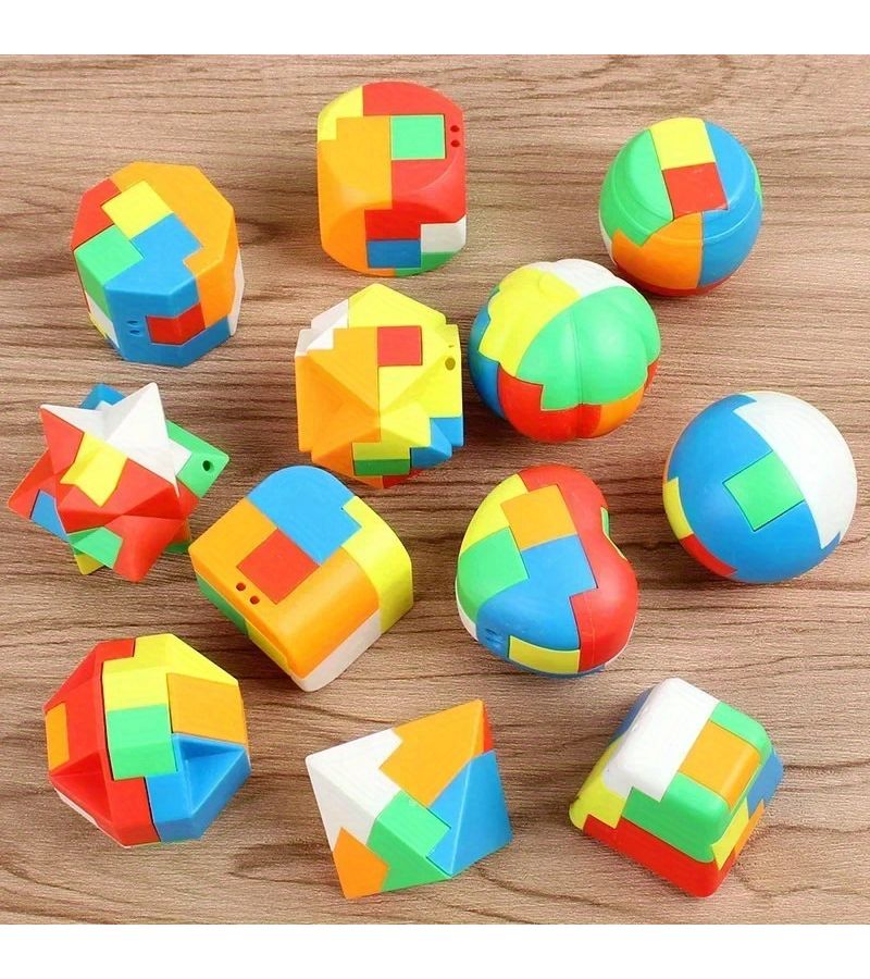 8PCS 3D Puzzle Luban Lock Keychain Educational Toys For Kids Party Favors Classroom Gifts - Image 1