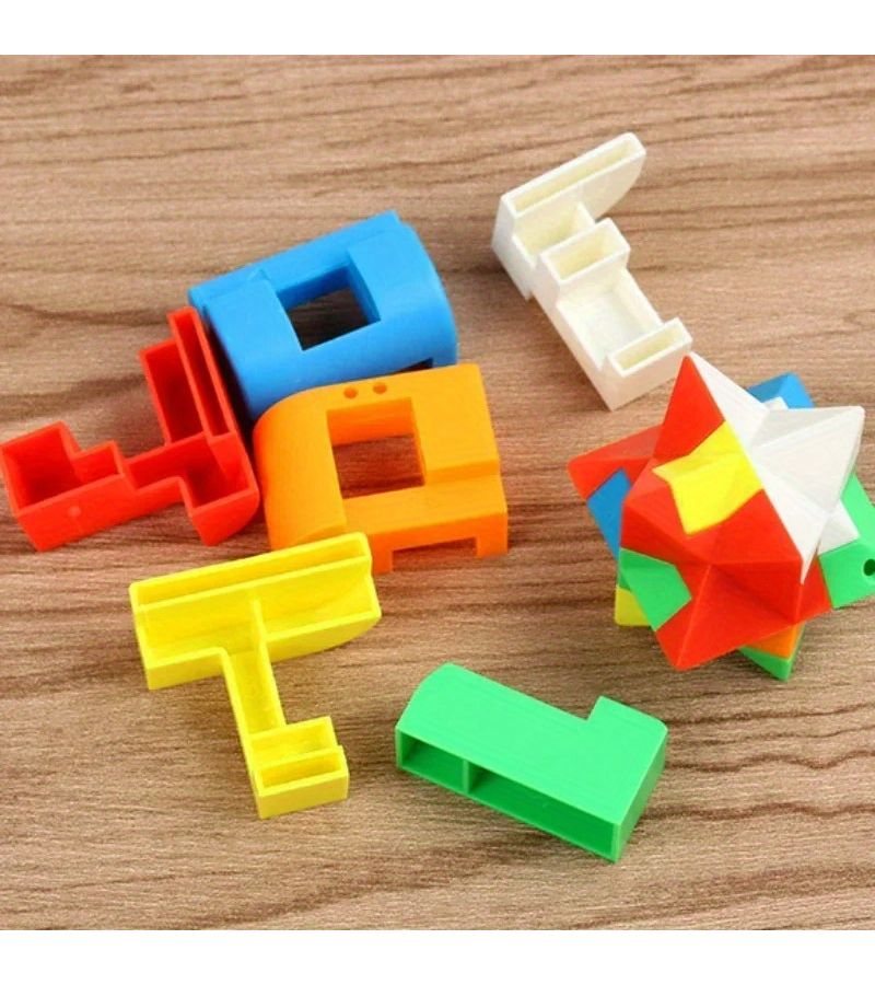 8PCS 3D Puzzle Luban Lock Keychain Educational Toys For Kids Party Favors Classroom Gifts - Image 2