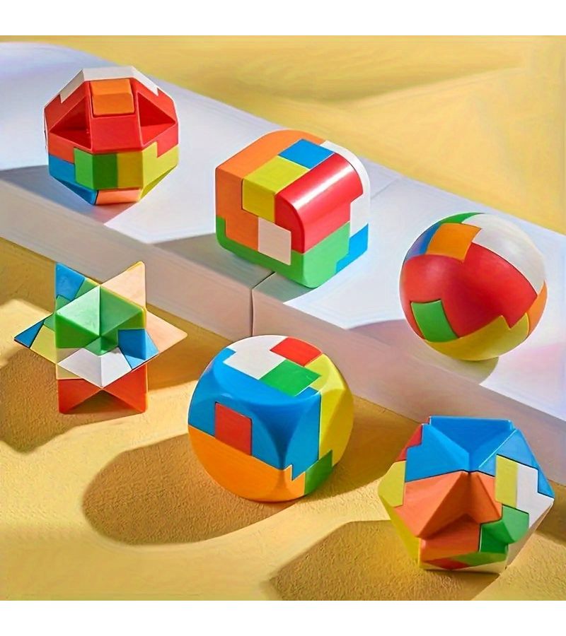 8PCS 3D Puzzle Luban Lock Keychain Educational Toys For Kids Party Favors Classroom Gifts - Image 5