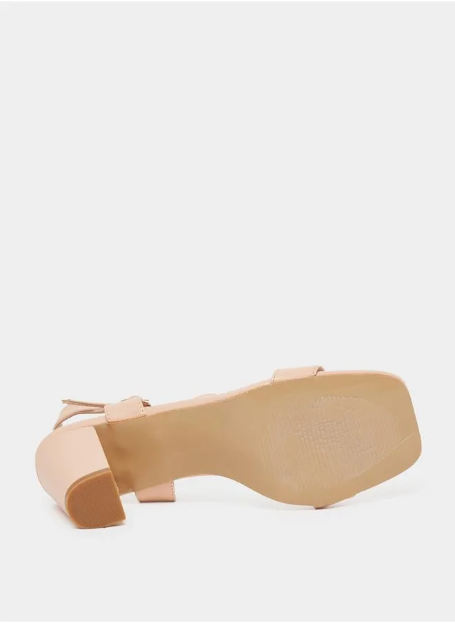 Styli Slim Strap Block Heel Sandals