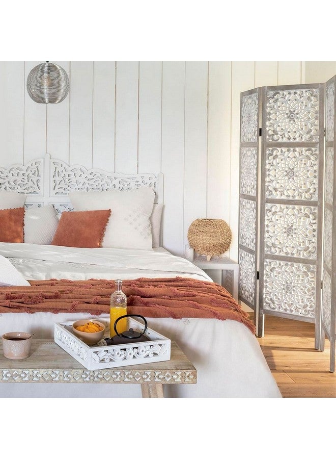 atmosphera Etnik 3-Panel Motif Painted Folding Screen Divider Beige 169 x 120 x 2.1 cm 157022 - Image 4