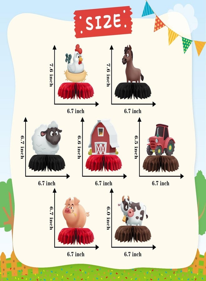 INNORU Farm Animals Table Honeycomb Centerpieces, Farm Baby Shower Party 3D Honeycomb Table Toppers Barn Birthday Party Table Decorations Farm Cute Animals Favor Photo Booth Props 7 PCS - Image 2