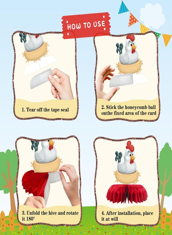 INNORU Farm Animals Table Honeycomb Centerpieces, Farm Baby Shower Party 3D Honeycomb Table Toppers Barn Birthday Party Table Decorations Farm Cute Animals Favor Photo Booth Props 7 PCS - Image 4