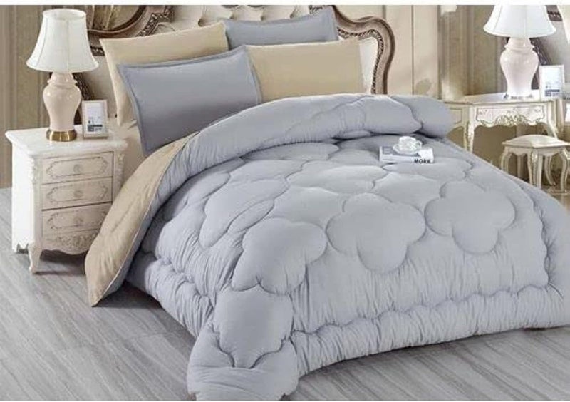 LINE ASLEP Double Face Winter Comforter is a perfect balance of comfort and style with superior materials of cotton and polyester (Grey * Beige)