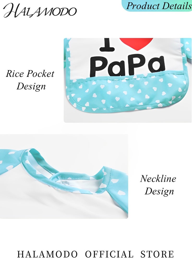 HALAMODO 2pcs Full Sleeved Feeding Bib Mess Proof Baby Bib Outfit Waterproof Bib Eating Smocks Apron for Infant Toddler Baby - Image 2
