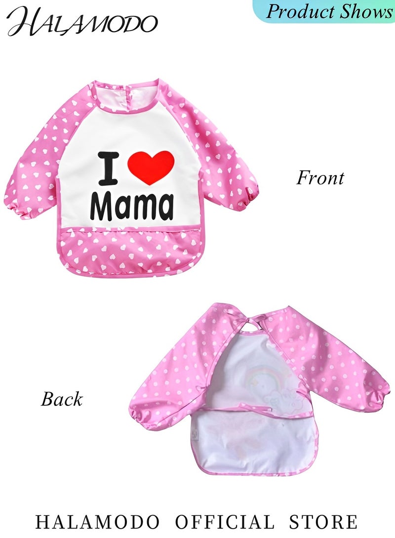 HALAMODO 2pcs Full Sleeved Feeding Bib Mess Proof Baby Bib Outfit Waterproof Bib Eating Smocks Apron for Infant Toddler Baby - Image 4