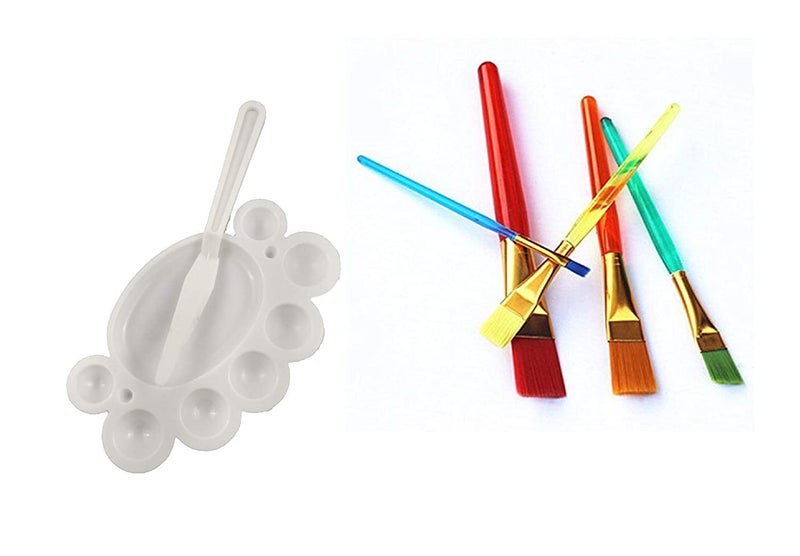 53 Arts 53ARTS Different Sizes Synthetic Flat Paint Brush for Oil, Nail Brush Art, Artist Acrylic Painting Set of 7 - Image 2