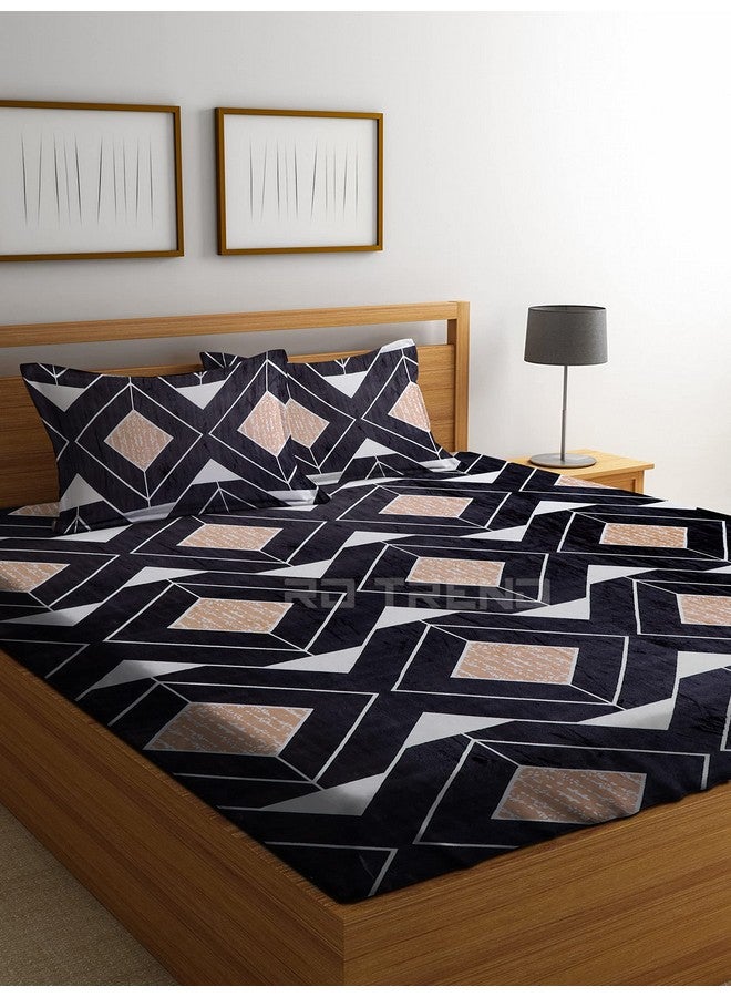 RD TREND 190 GSM Flannel Warm Elastic Fitted bedsheets for Winter King Size(78X72X8 Inch) with 2 Pillow Covers Size 18x28 Inches, (Coffee) - Image 1