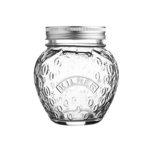 Kilner Premium 400ml Strawberry Shaped Airtight Preserve Glass Jars for Kitchen Storage, ideal for Jams, Chutneys, Preserves | Multipurpose, Eco-Friendly, Reusable Transparent Glass Containers - Image 1
