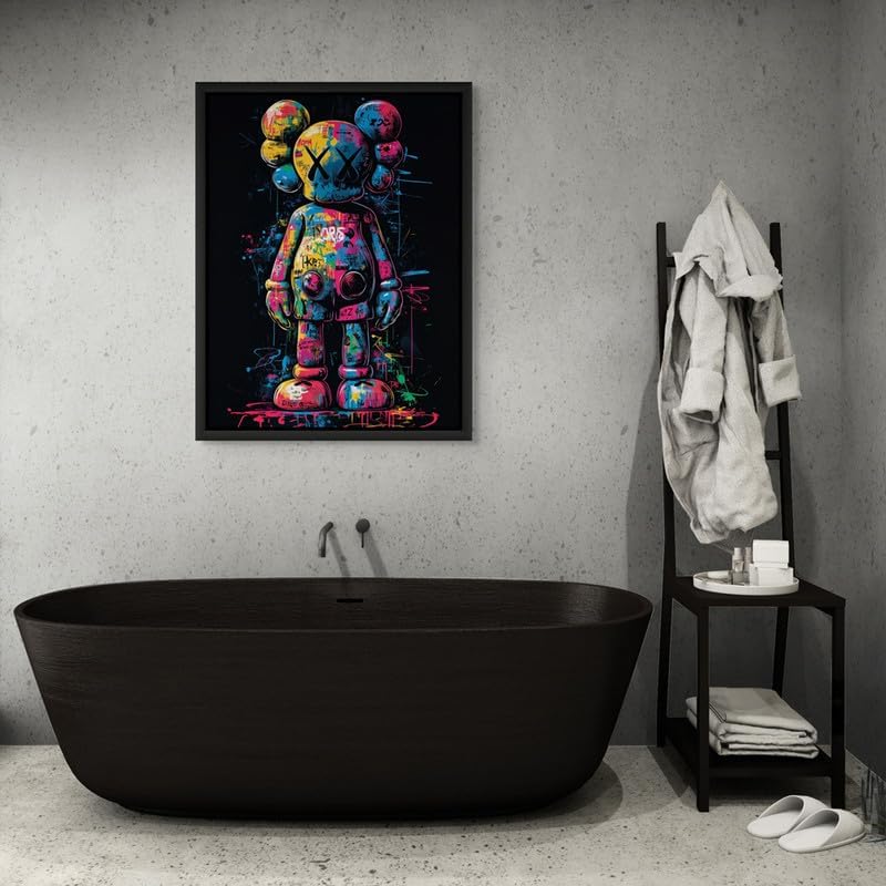 Art Decor Framed Canvas Wall Art of KAWS Pop Art KAWS Street Graffiti Portrait Print Wall Décor for Home Living Room Bedroom Gifting 30x40cm - Image 3