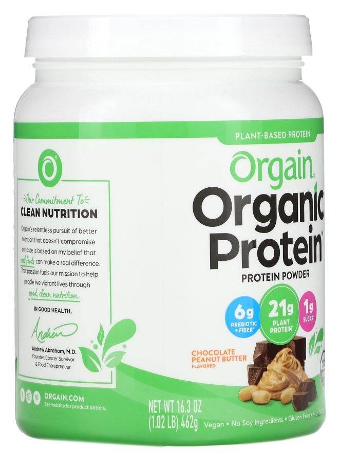 Orgain Organic Protein Powder Plant Based Chocolate Peanut Butter  1.02 (462 g) - Image 2