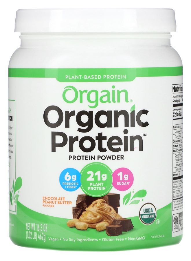 Orgain Organic Protein Powder Plant Based Chocolate Peanut Butter  1.02 (462 g) - Image 1