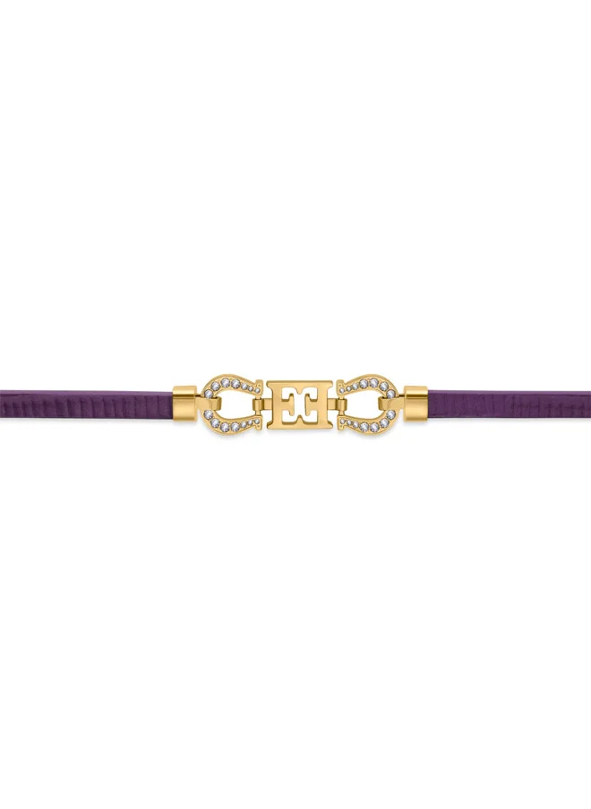 إسكادا Zoe Purple Leather Bracelet with Escada Logo & Horseshoe Charms – Luxurious & Fortunate Design