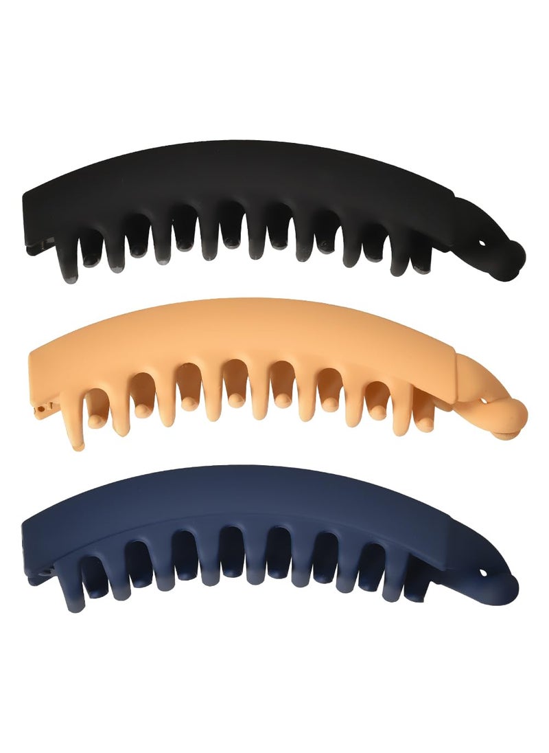 YALLNASL French Banana Clip Hair Comb for Girls Large Banana Hair Clips NonSlip Ponytail Holder Clips for Thin Hair Banana Barrette Banana Hair Combs for Women Thick Curly Hair Accessories 3Pcs 