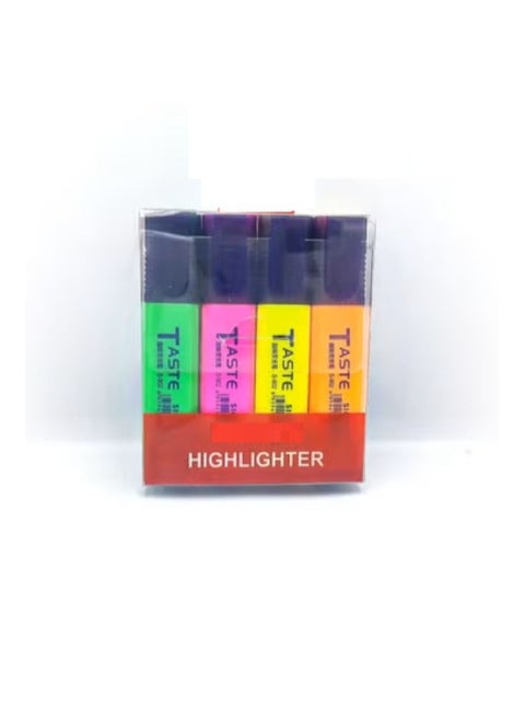 Bright Highlighter Pen Set - 4 Vibrant Colors for Studying Office and Creative Projects - Chisel Tip for Precision Highlighting and Underlining - Durable and Bright Highlighter Pens - Set of 4 with Smear-Resistant Ink for Precise Marking and Highlighting