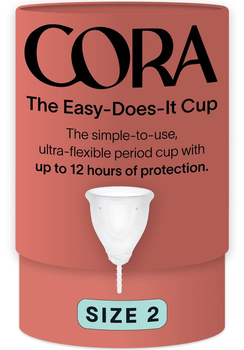 Cora Menstrual Period Cup | Comfortable, Easy to Use | Medical Grade Silicone | Flexible Fit | Leak Proof, Sustainable, Reusable Alternative to Tampons/Pads (Size 2, Medium-Heavy Flow) - Image 1