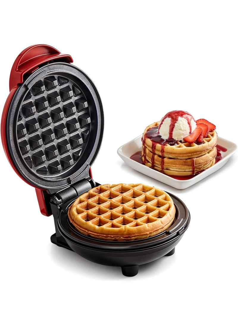 CUBEXELL Waffle Maker 4.5”Nonstick Waffle Iron Quick Heat-Up 350W Multipurpose Breakfast Maker For Waffle/Bread/Pizza/Cake/Sandwich (Red) - Image 1