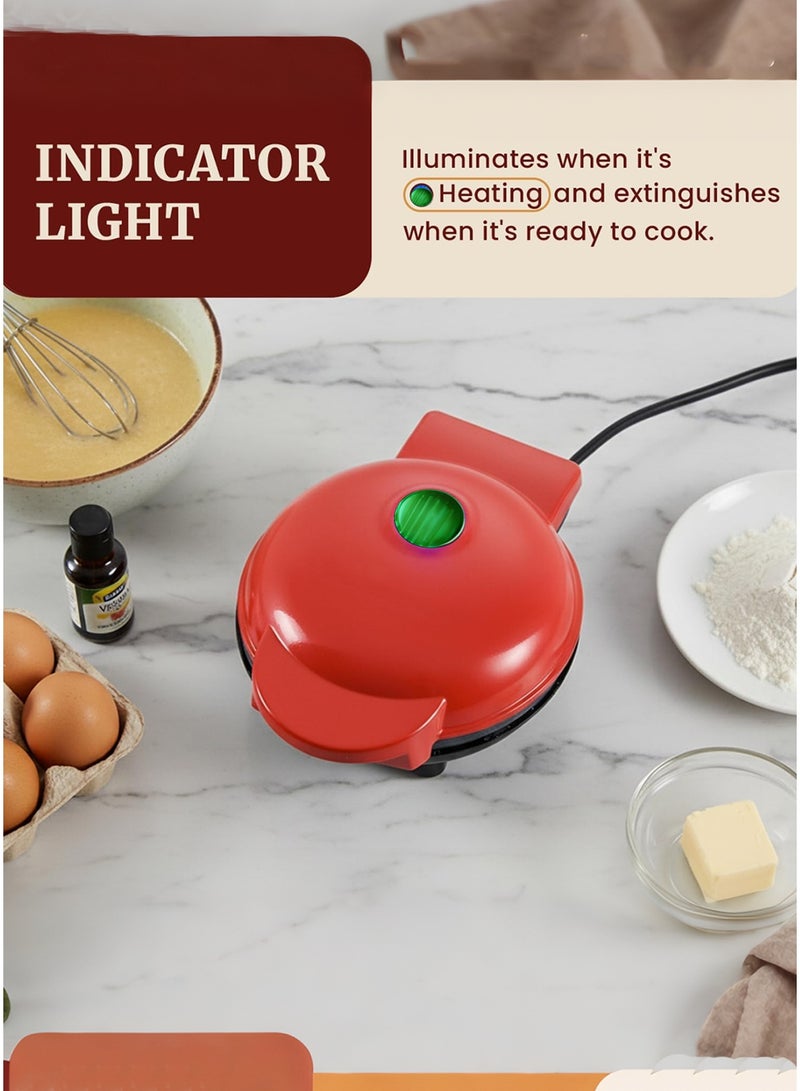 CUBEXELL Waffle Maker 4.5”Nonstick Waffle Iron Quick Heat-Up 350W Multipurpose Breakfast Maker For Waffle/Bread/Pizza/Cake/Sandwich (Red) - Image 4