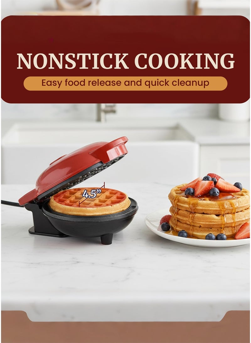 CUBEXELL Waffle Maker 4.5”Nonstick Waffle Iron Quick Heat-Up 350W Multipurpose Breakfast Maker For Waffle/Bread/Pizza/Cake/Sandwich (Red) - Image 5