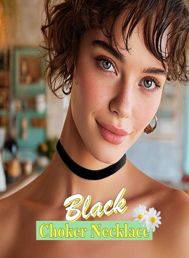 Zoestar Choker Necklace Black Velvet Collar Necklaces for Women(Gold) - Image 5