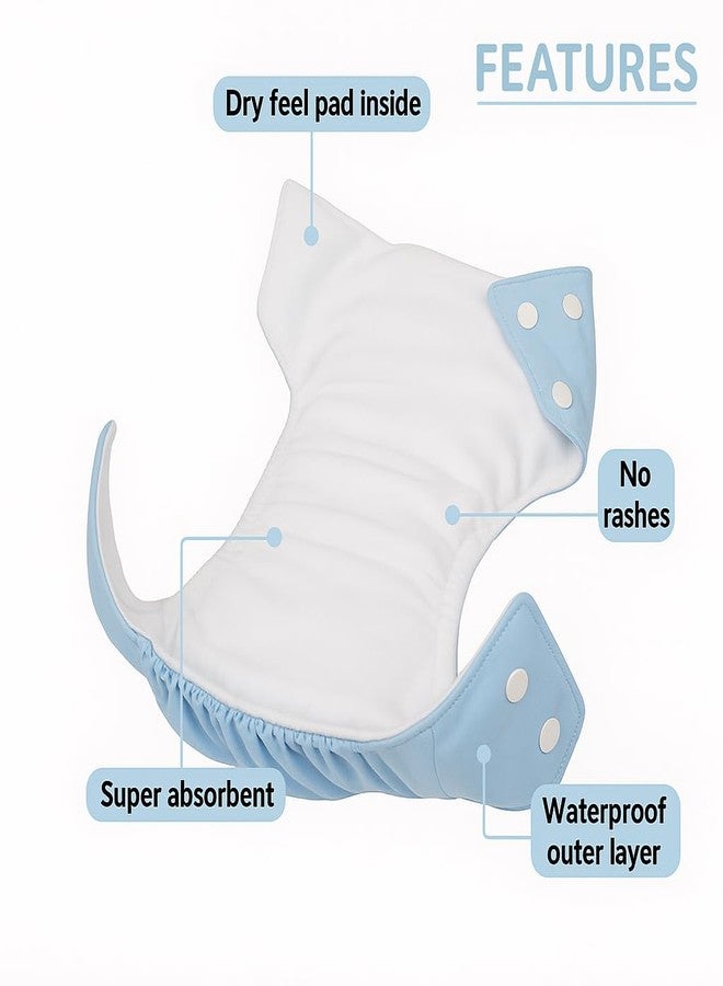 Laee cute "Reusable Baby Cloth Diaper with Absorbent Insert - Adjustable & Eco-Friendly" (blue) - Image 3