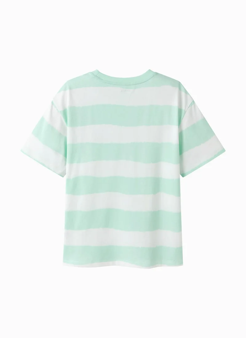 بالابالا Kids Girl Round V-Neck Short-Sleeved T-Shirt
